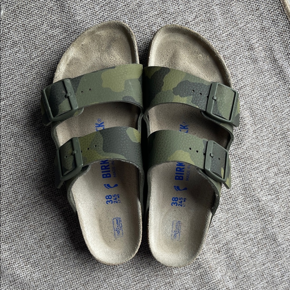 Birkenstock Arizona Camo Two-Strap Sandals - Olive & Dark Green